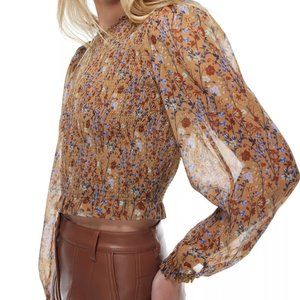 Aritzia Smocked Chiffon Blouse Size XS